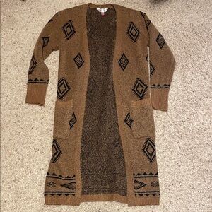 No Boundaries Tan and Black Patterned Cardigan